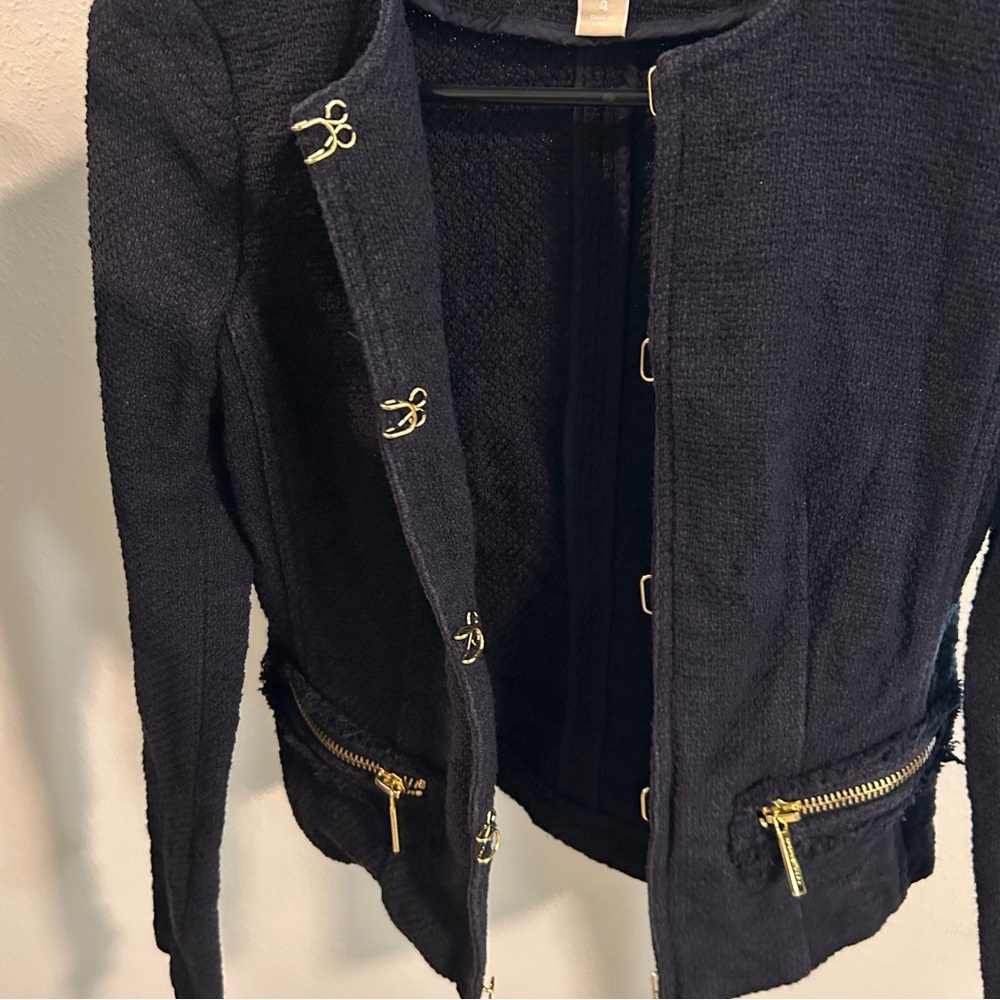 MICHAEL Michael Kors Black tweed jacket size 4 - Picture 3 of 7